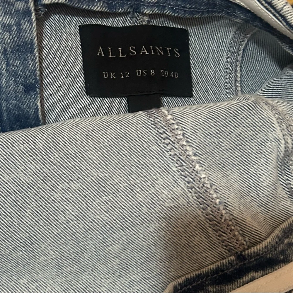 ALL SAINTS Denim Strapless Charli Corset Mini Dress in Mid Indigo Blue - Picture 11 of 11
